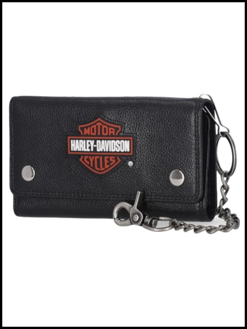 Genuine Leather Trifold Wallet with Detachable Chain and RFID Protection